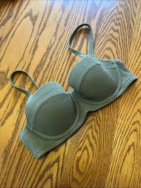 Aerie Textured Olive Balconette Bikini top in Sage Green 36C